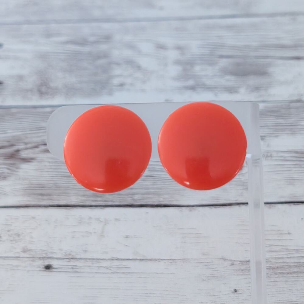 Vintage Clip On Earrings Circle - Retro Orange
